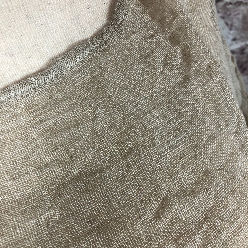 New Cool Breezy Gauzy Beige Linen Top Cover Up - Picture 8 of 8